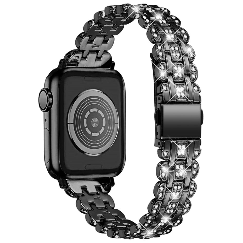 Skøn Apple Watch Series 7 45mm Metal og  Rhinsten Urrem - Sort#serie_2