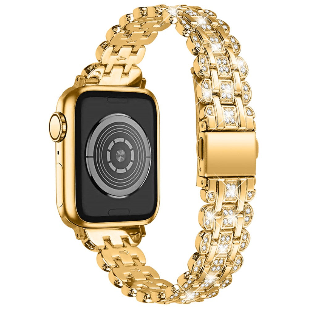 Skøn Apple Watch Series 7 45mm Metal og  Rhinsten Urrem - Guld#serie_3