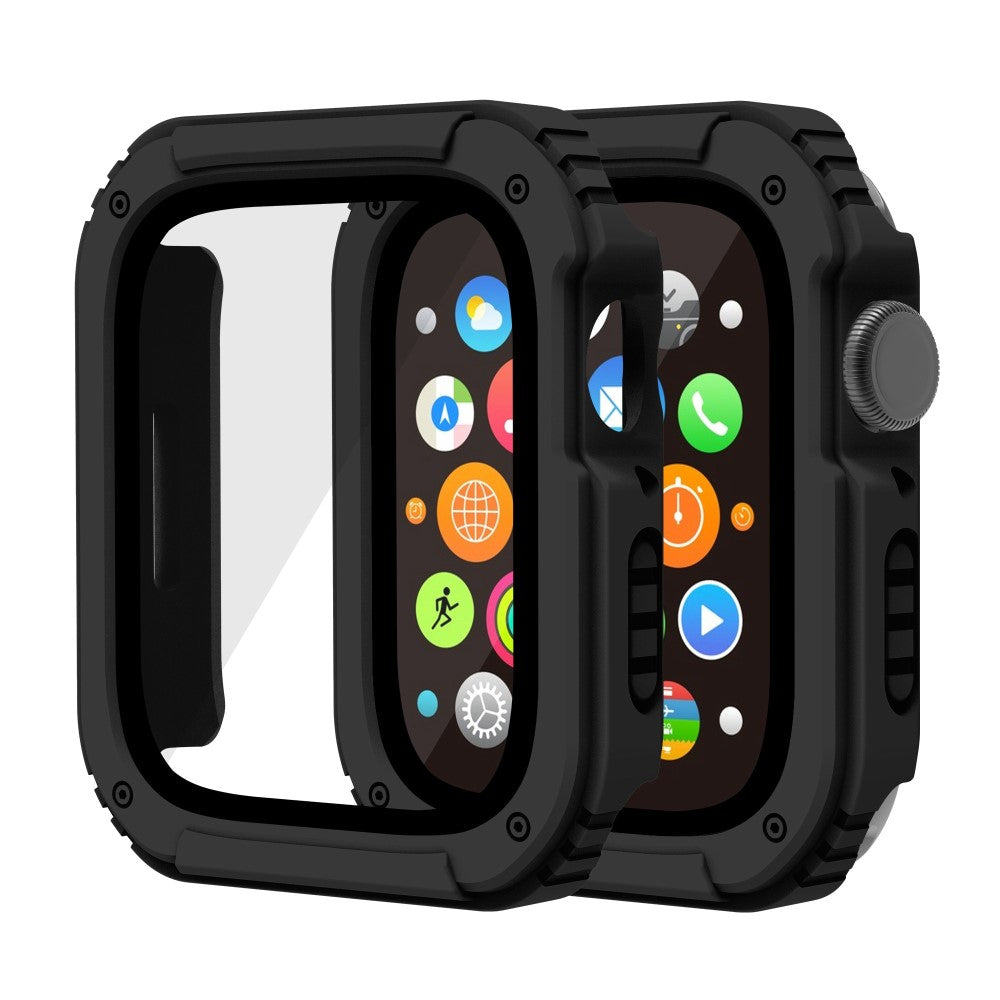 Flot Apple Watch Series 8 (45mm) / Apple Watch Series 7 45mm Cover med Skærmbeskytter i Plastik og Hærdet Glas - Sort#serie_1