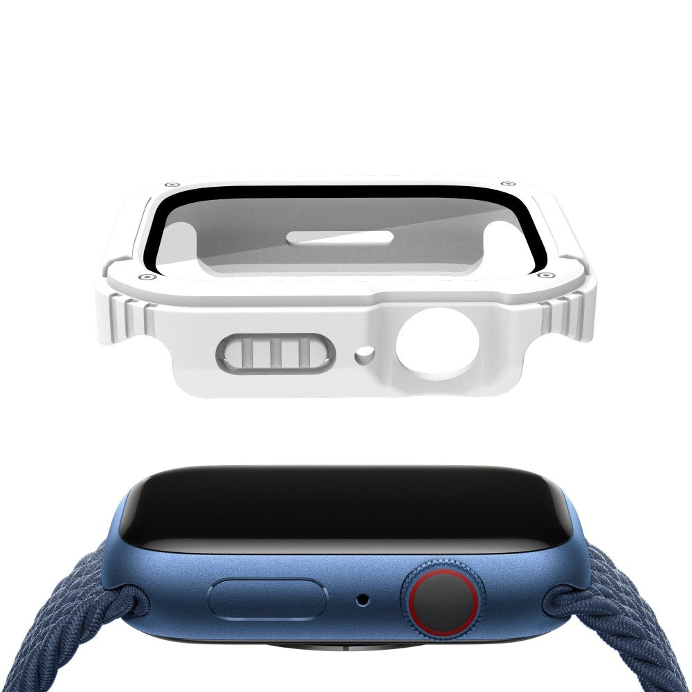 Flot Apple Watch Series 8 (45mm) / Apple Watch Series 7 45mm Cover med Skærmbeskytter i Plastik og Hærdet Glas - Hvid#serie_2