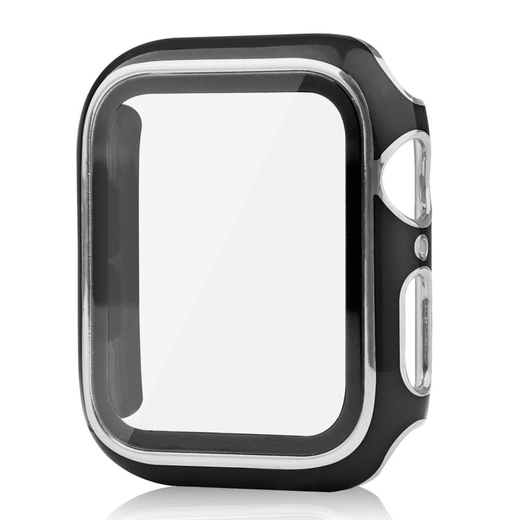 Apple Watch Series 8 (45mm) / Apple Watch Series 7 45mm Plastik Cover med Cover og Hærdet Glas - Sort#serie_1