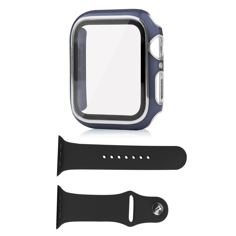 Apple Watch Series 8 (45mm) / Apple Watch Series 7 45mm Plastik Cover med Cover og Hærdet Glas - Blå#serie_10