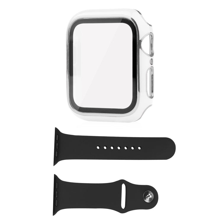 Apple Watch Series 8 (45mm) / Apple Watch Series 7 45mm Plastik Cover med Cover og Hærdet Glas - Hvid#serie_3