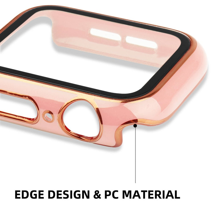 Apple Watch Series 8 (45mm) / Apple Watch Series 7 45mm Plastik Cover med Cover og Hærdet Glas - Pink#serie_5