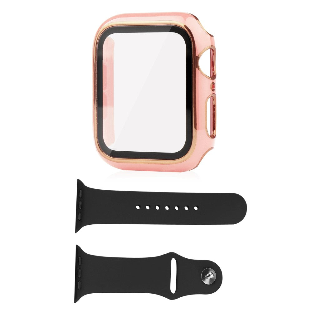 Apple Watch Series 8 (45mm) / Apple Watch Series 7 45mm Plastik Cover med Cover og Hærdet Glas - Pink#serie_5