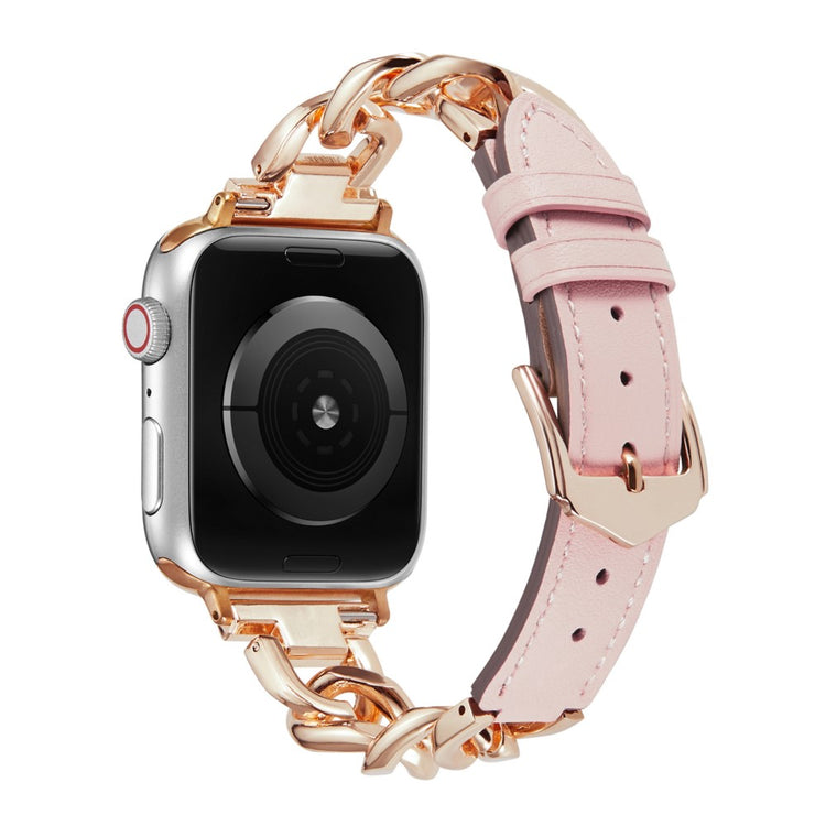 Elegant Metal Og Kunstlæder Universal Rem passer til Apple Smartwatch - Pink#serie_2