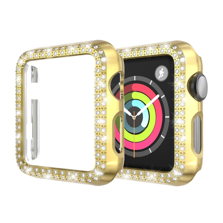 Vildt Fed Apple Watch Series 1-3 42mm Plastik og Rhinsten Cover - Guld#serie_5