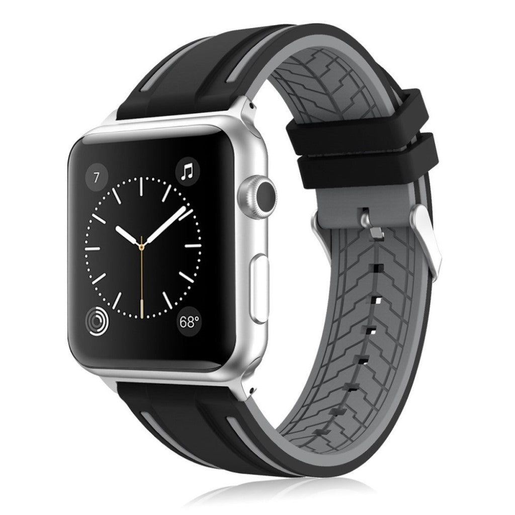 Meget hårdfør Apple Watch Series 1-3 42mm Silikone Rem - Sort#serie_1