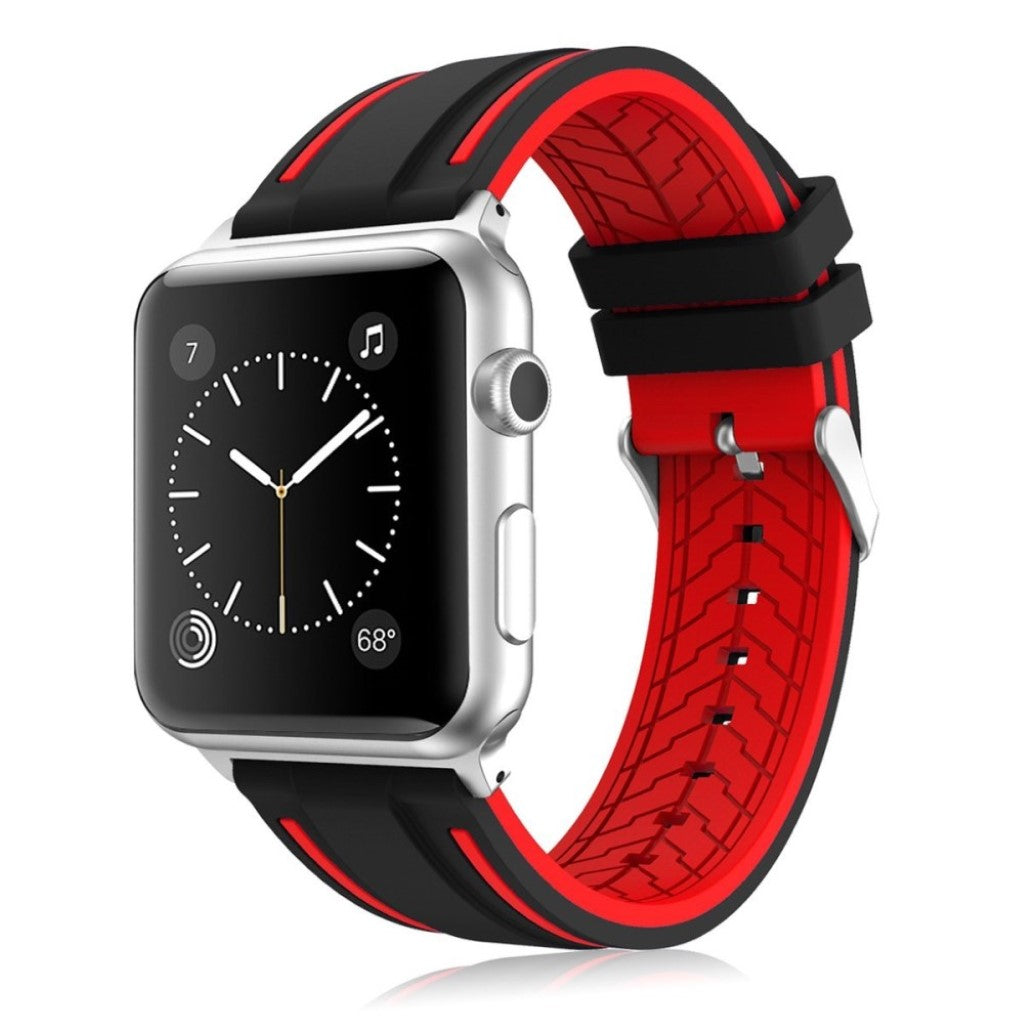 Meget hårdfør Apple Watch Series 1-3 42mm Silikone Rem - Rød#serie_3