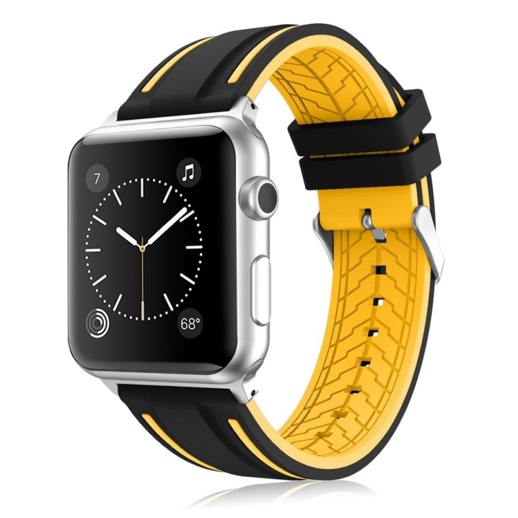 Meget hårdfør Apple Watch Series 1-3 42mm Silikone Rem - Sort#serie_4