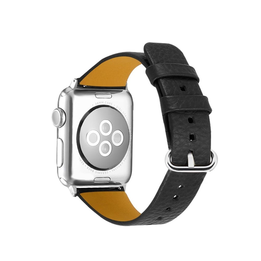 Skøn Apple Watch Series 1-3 38mm Ægte læder Rem - Sort#serie_1