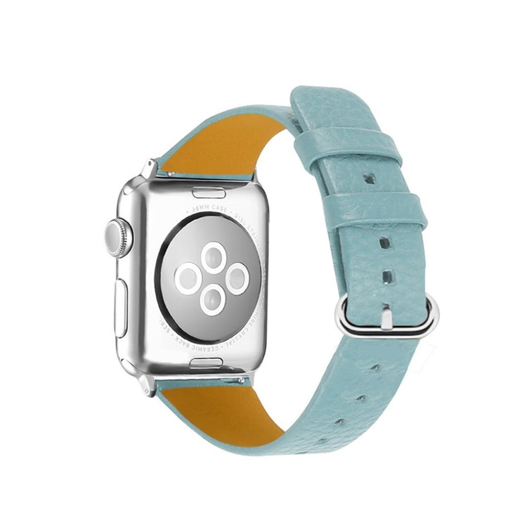 Skøn Apple Watch Series 1-3 38mm Ægte læder Rem - Grøn#serie_3