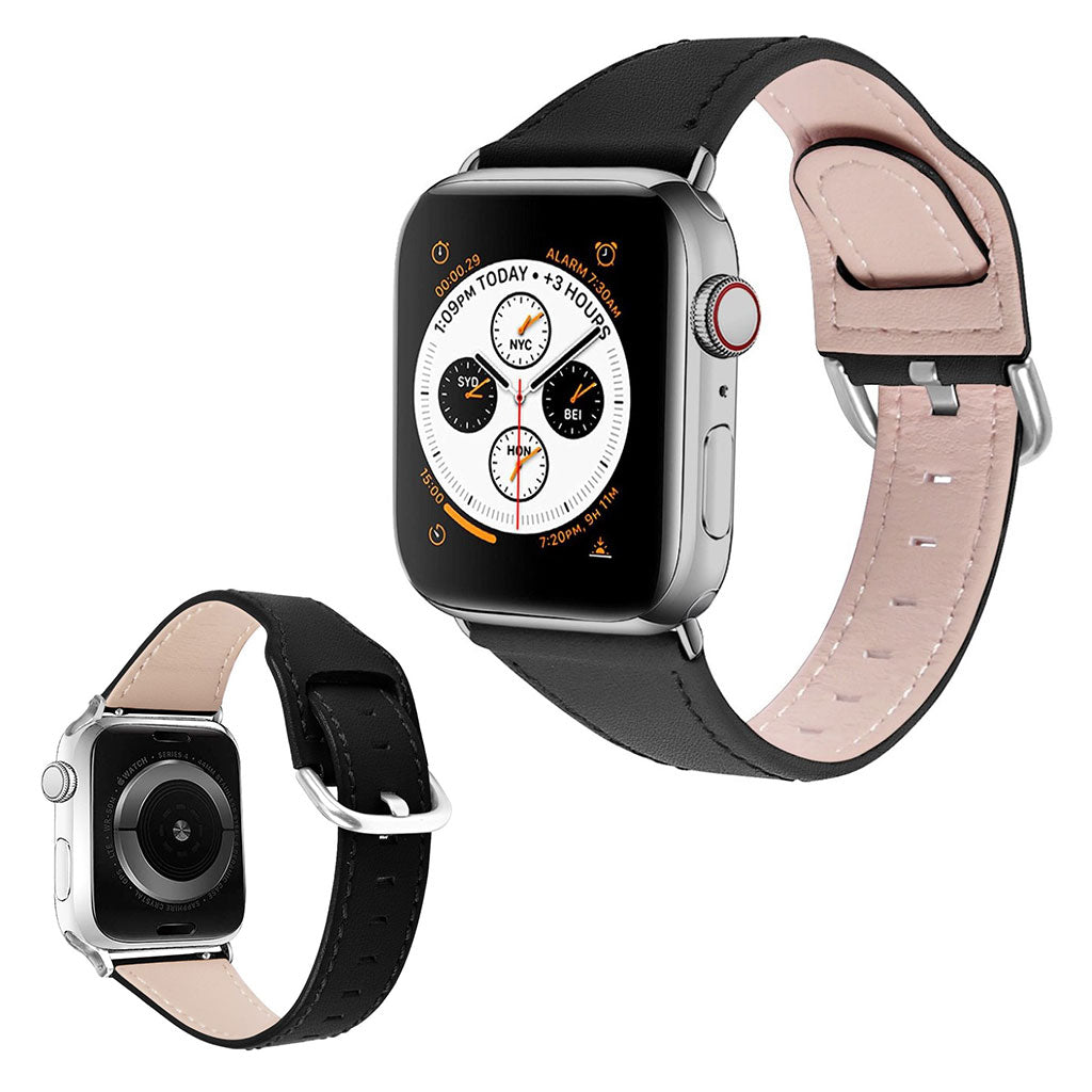 Smuk Apple Watch Series 1-3 38mm Ægte læder Rem - Sort#serie_1