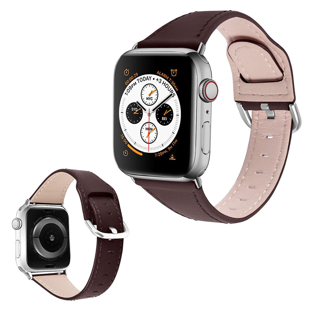 Smuk Apple Watch Series 1-3 38mm Ægte læder Rem - Brun#serie_4