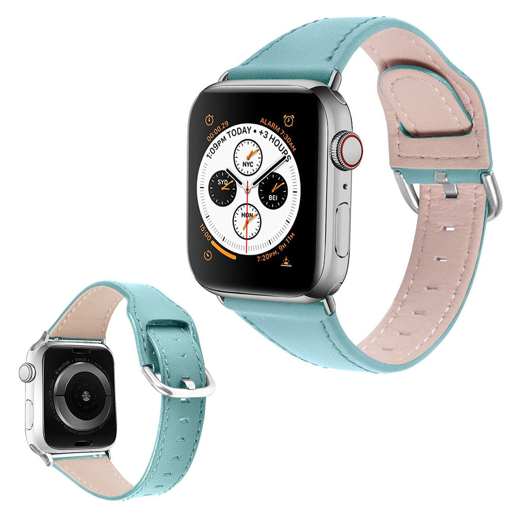 Smuk Apple Watch Series 1-3 38mm Ægte læder Rem - Blå#serie_5