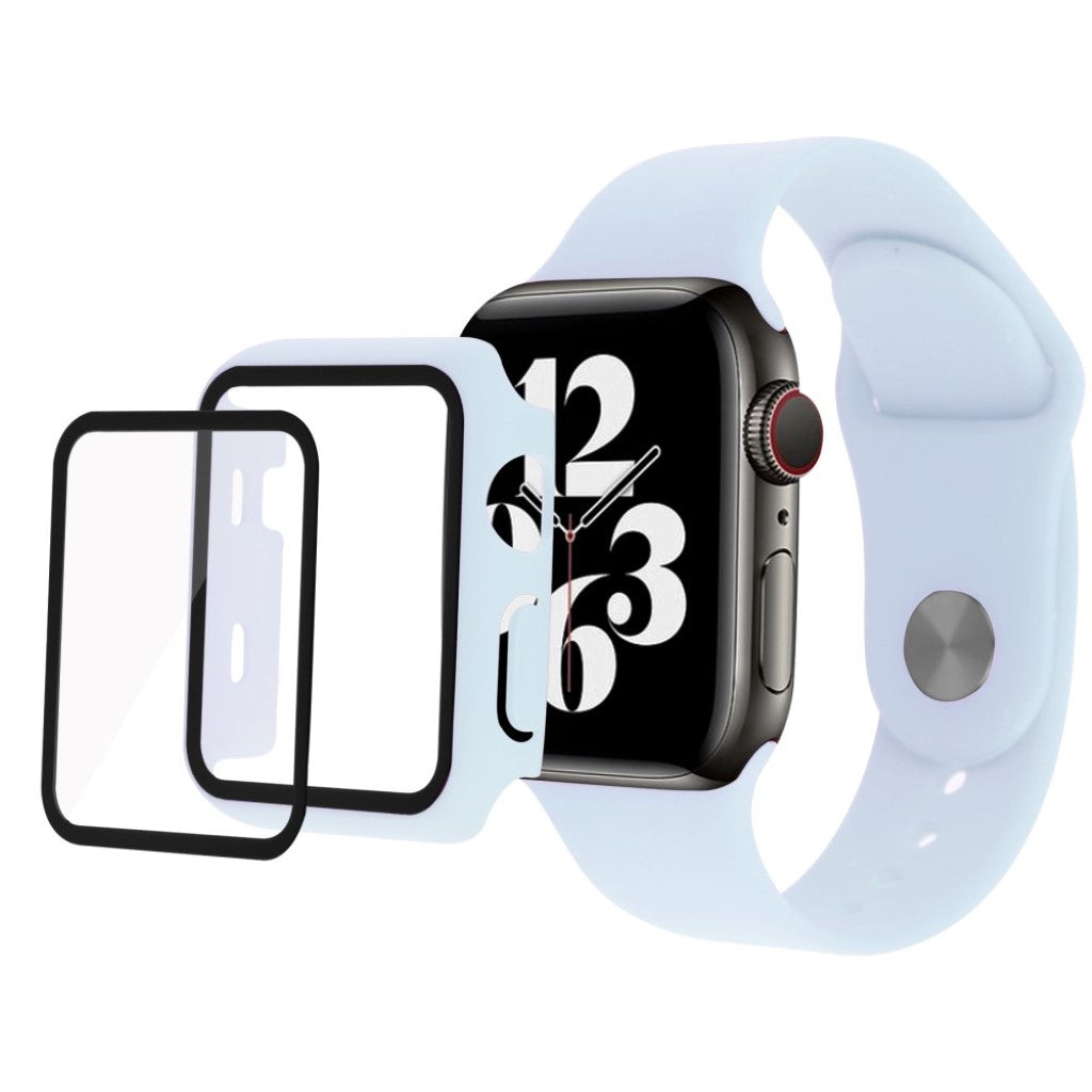 Meget sejt Apple Watch Series 1-3 38mm Silikone og Glas Rem - Blå#serie_13