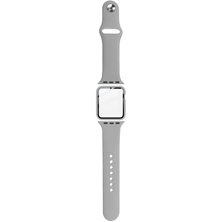 Apple Watch Series 1-3 38mm Silikone Cover med Rem og Hærdet Glas - Sølv#serie_4