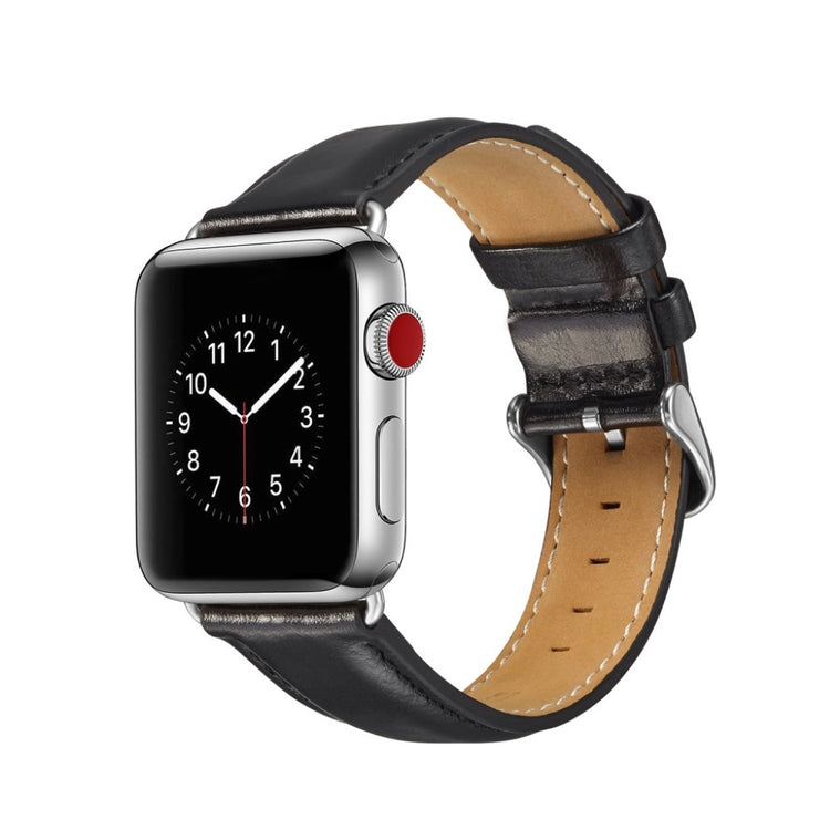 Rigtigt fed Apple Watch Series 4 40mm Ægte læder Rem - Sort#serie_5