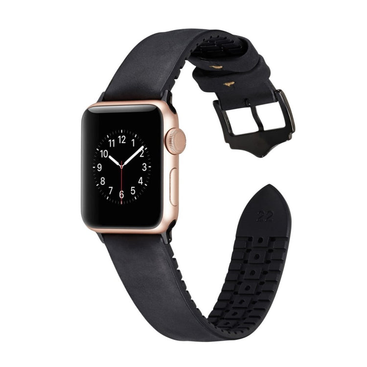 Rigtigt hårdfør Apple Watch Series 4 40mm Kunstlæder Rem - Sort#serie_1