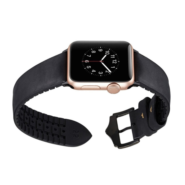 Rigtigt hårdfør Apple Watch Series 4 40mm Kunstlæder Rem - Sort#serie_1