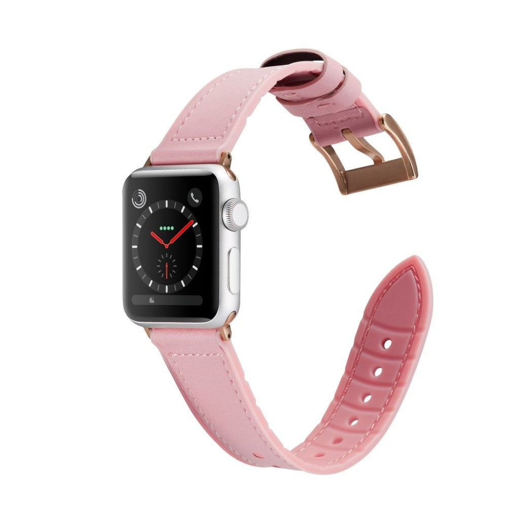 Rigtigt hårdfør Apple Watch Series 4 40mm Kunstlæder Rem - Pink#serie_2