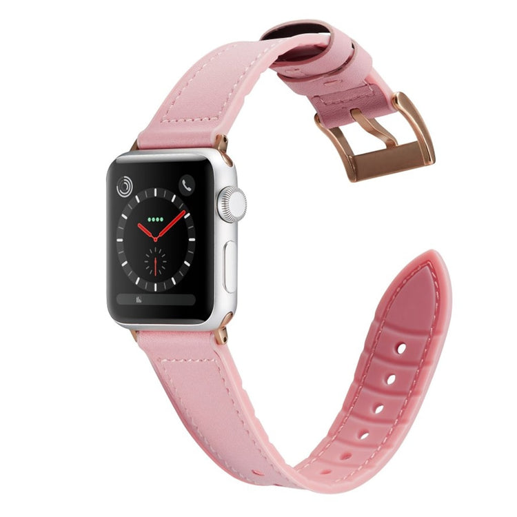 Rigtigt hårdfør Apple Watch Series 4 40mm Kunstlæder Rem - Pink#serie_2