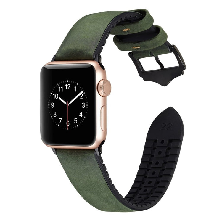 Rigtigt hårdfør Apple Watch Series 4 40mm Kunstlæder Rem - Grøn#serie_3