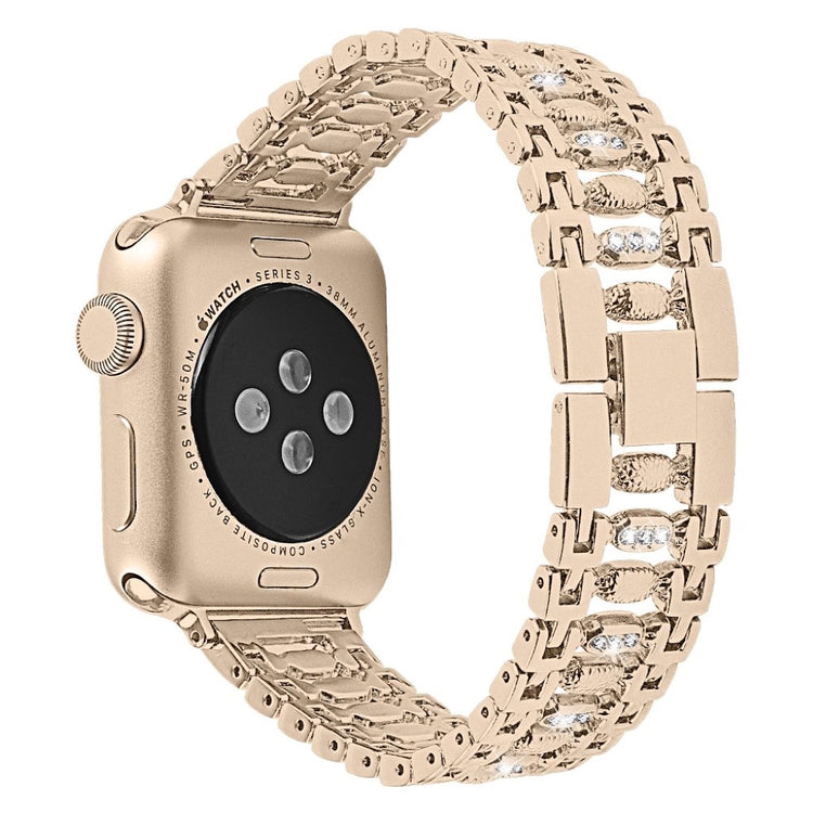 Slidstærk Apple Watch Series 4 40mm Metal og Rhinsten Rem - Guld#serie_1