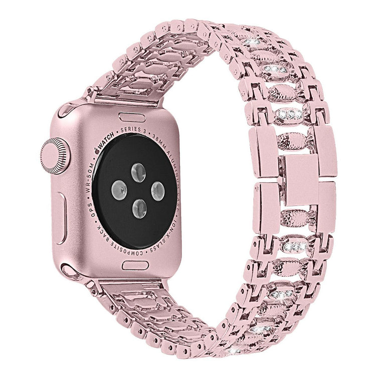 Slidstærk Apple Watch Series 4 40mm Metal og Rhinsten Rem - Pink#serie_3