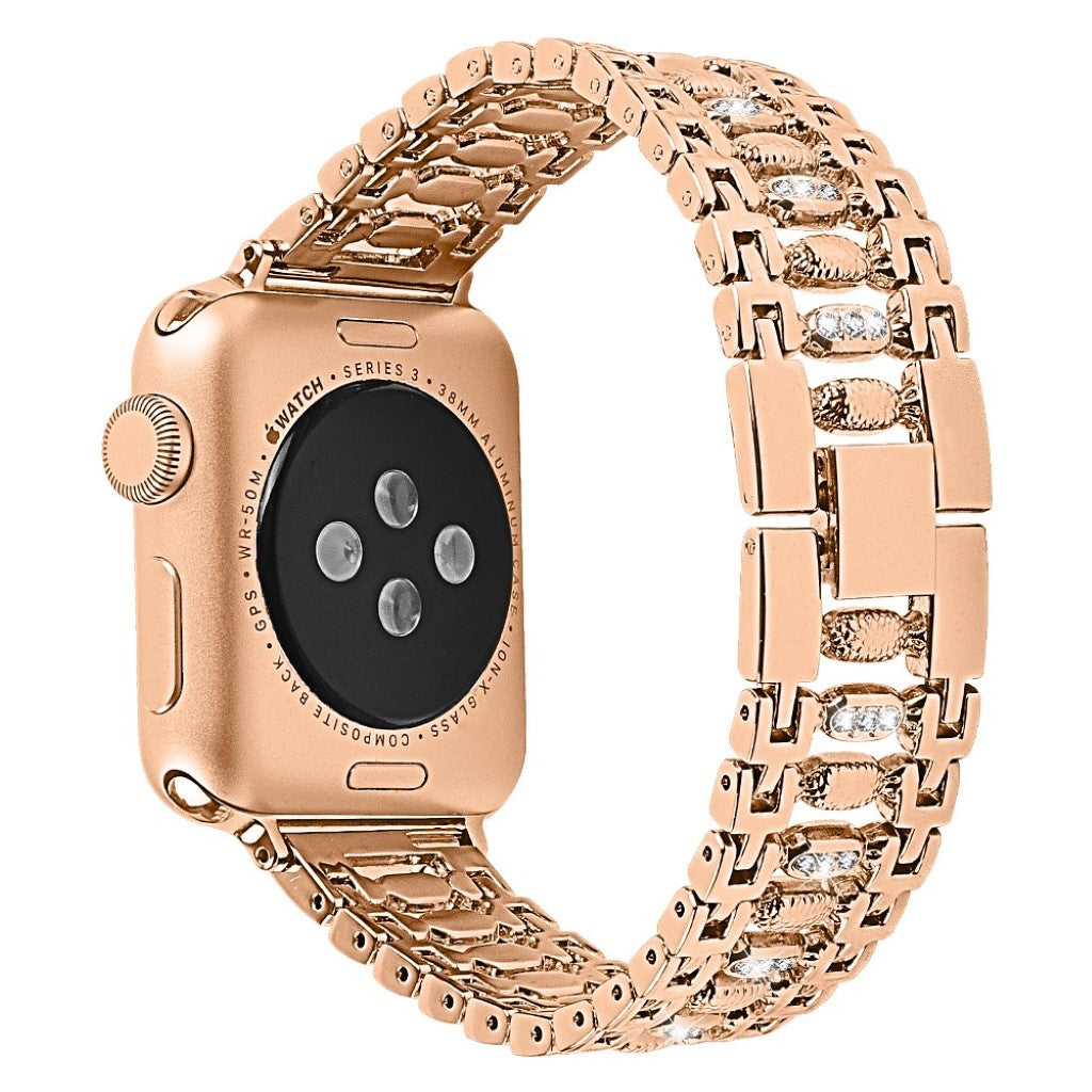 Slidstærk Apple Watch Series 4 40mm Metal og Rhinsten Rem - Guld#serie_4