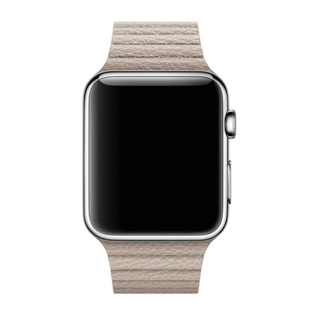 Skøn Apple Watch Series 4 40mm Ægte læder Rem - Beige#serie_3