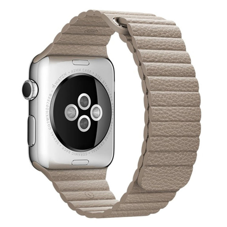 Skøn Apple Watch Series 4 40mm Ægte læder Rem - Beige#serie_3