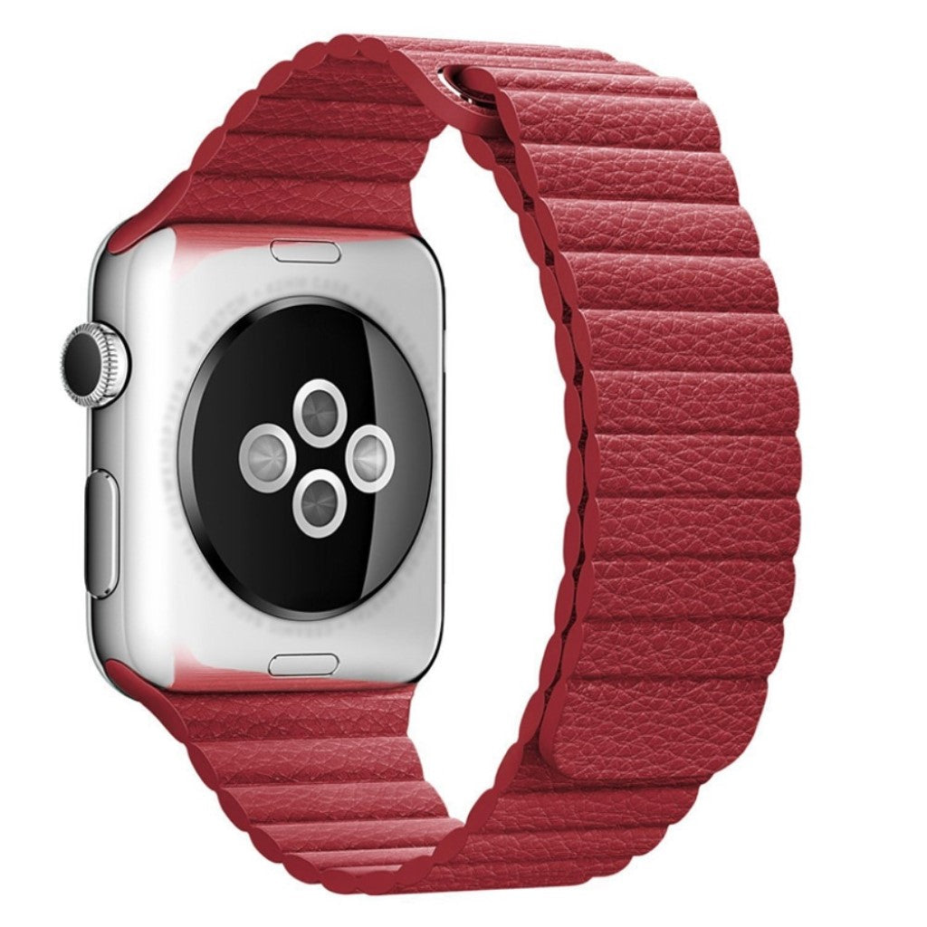 Skøn Apple Watch Series 4 40mm Ægte læder Rem - Rød#serie_4