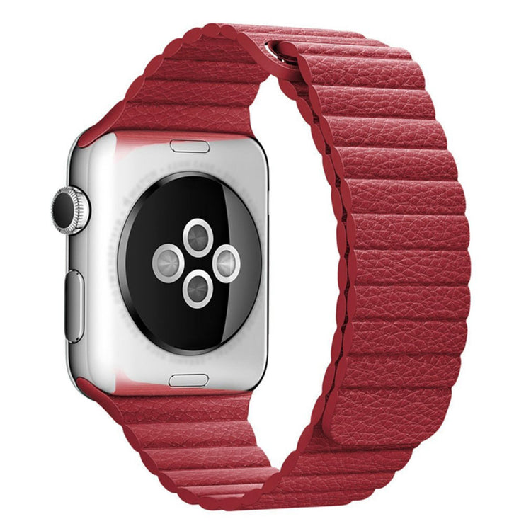 Skøn Apple Watch Series 4 40mm Ægte læder Rem - Rød#serie_4