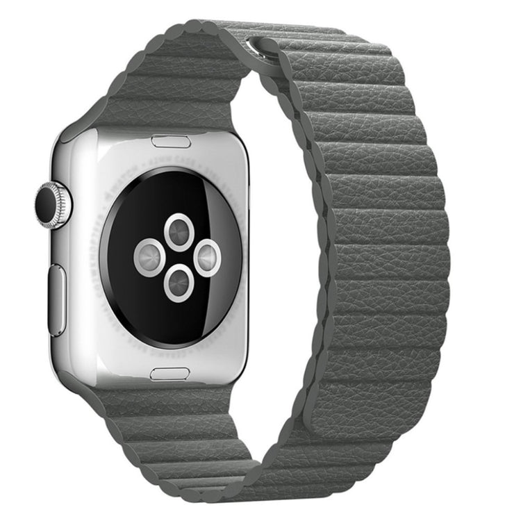 Skøn Apple Watch Series 4 40mm Ægte læder Rem - Sølv#serie_5