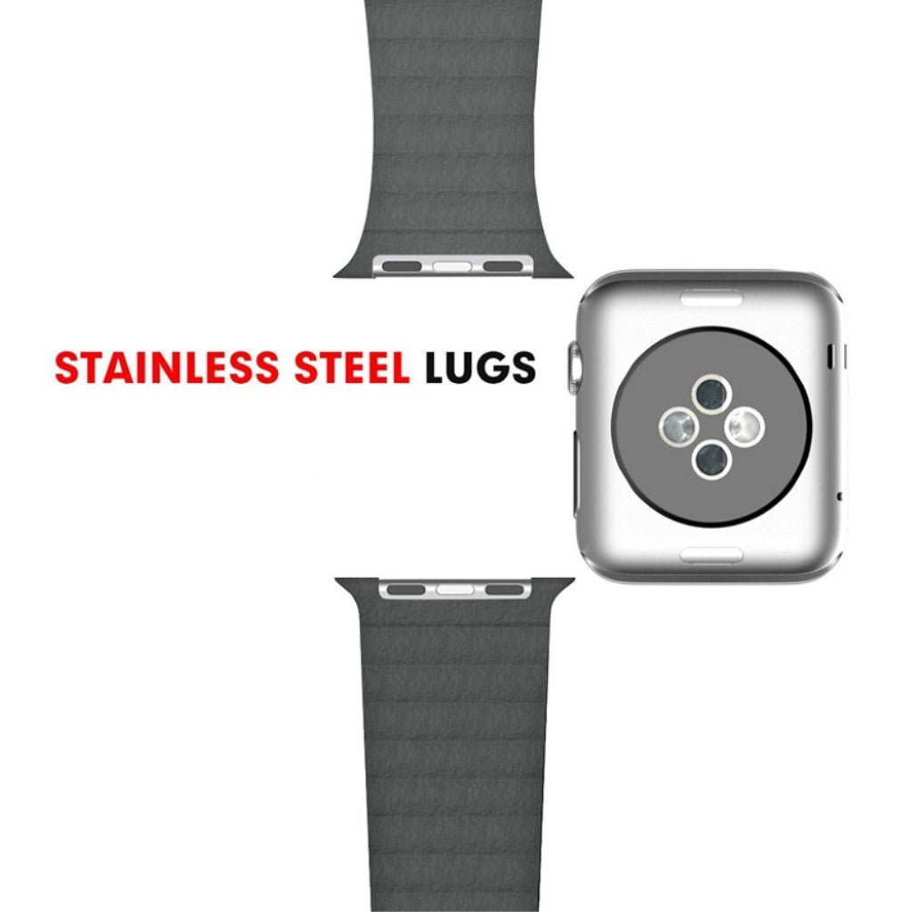 Skøn Apple Watch Series 4 40mm Ægte læder Rem - Sølv#serie_5