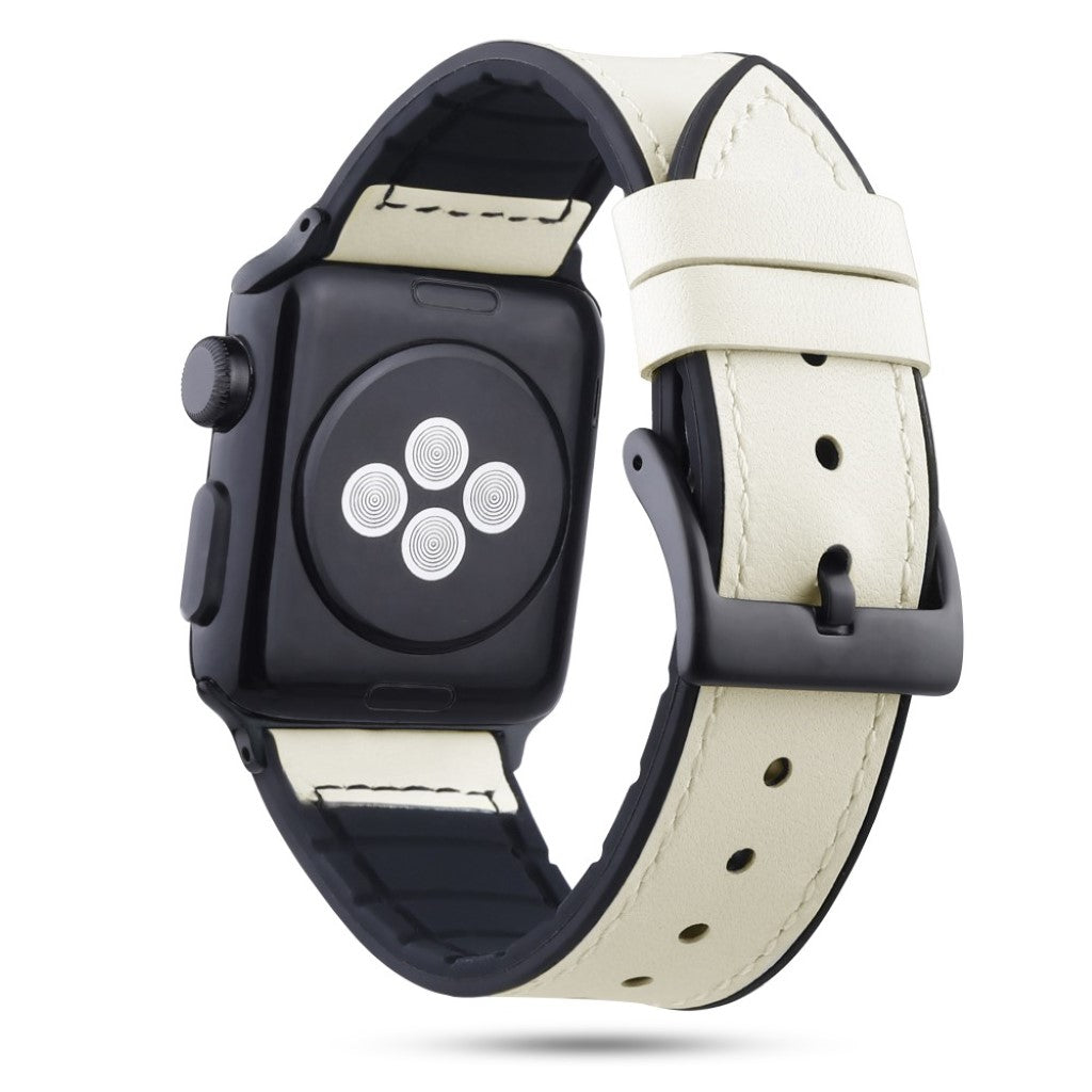 Helt vildt fed Apple Watch Series 4 44mm Ægte læder Rem - Hvid#serie_1