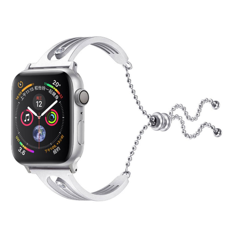 Sejt Apple Watch Series 4 44mm Metal og Rhinsten Rem - Sølv#serie_079