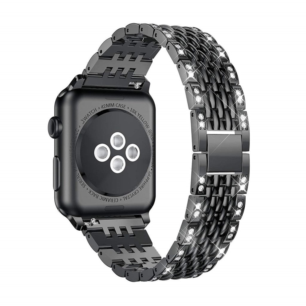 Meget cool Apple Watch Series 4 44mm Metal og Rhinsten Rem - Sort#serie_1