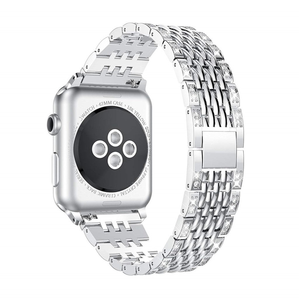 Meget cool Apple Watch Series 4 44mm Metal og Rhinsten Rem - Sølv#serie_2