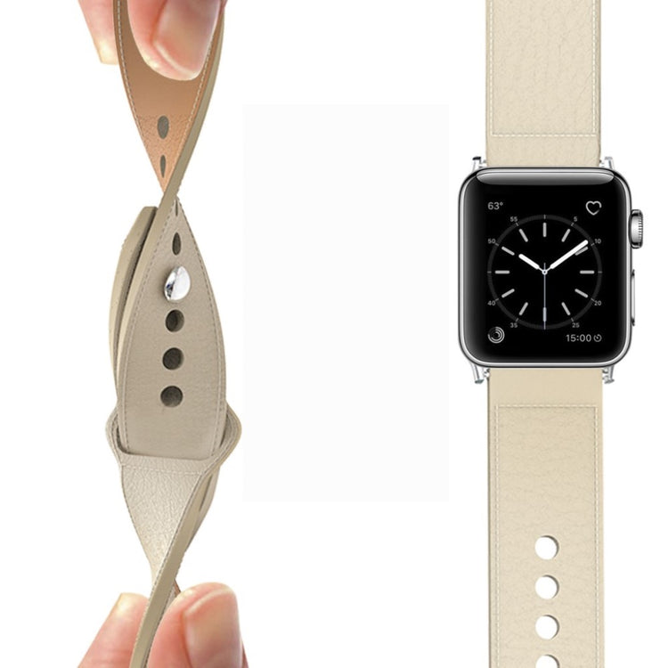 Rigtigt holdbart Apple Watch Series 5 40mm Ægte læder Rem - Brun#serie_4