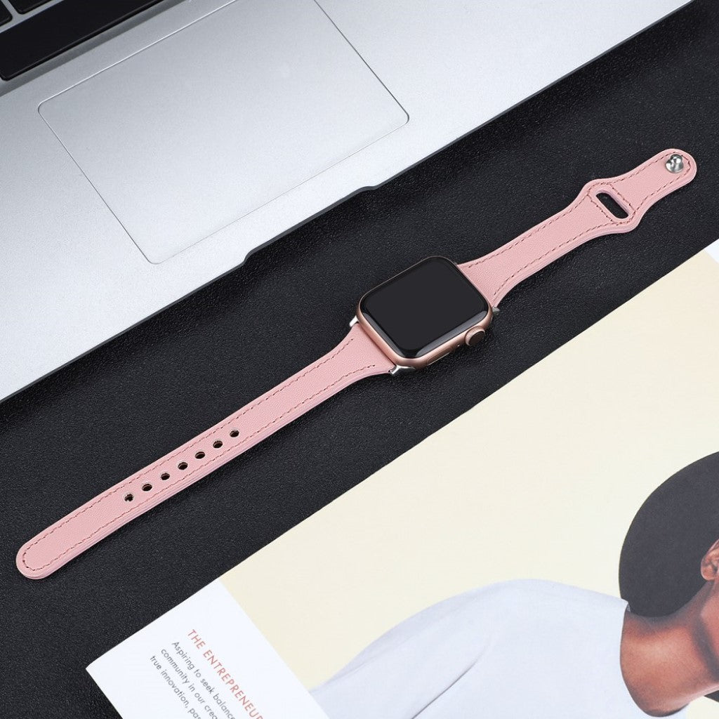 Rigtigt skøn Apple Watch Series 5 40mm Ægte læder Rem - Pink#serie_2