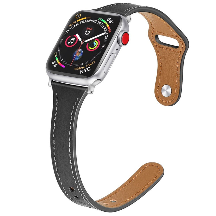 Rigtigt skøn Apple Watch Series 5 40mm Ægte læder Rem - Sort#serie_3