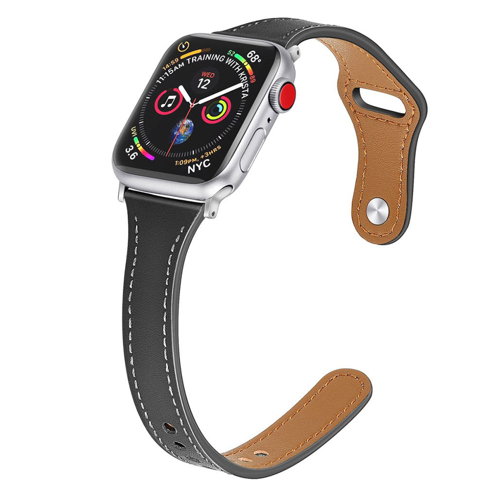 Rigtigt skøn Apple Watch Series 5 40mm Ægte læder Rem - Sort#serie_3