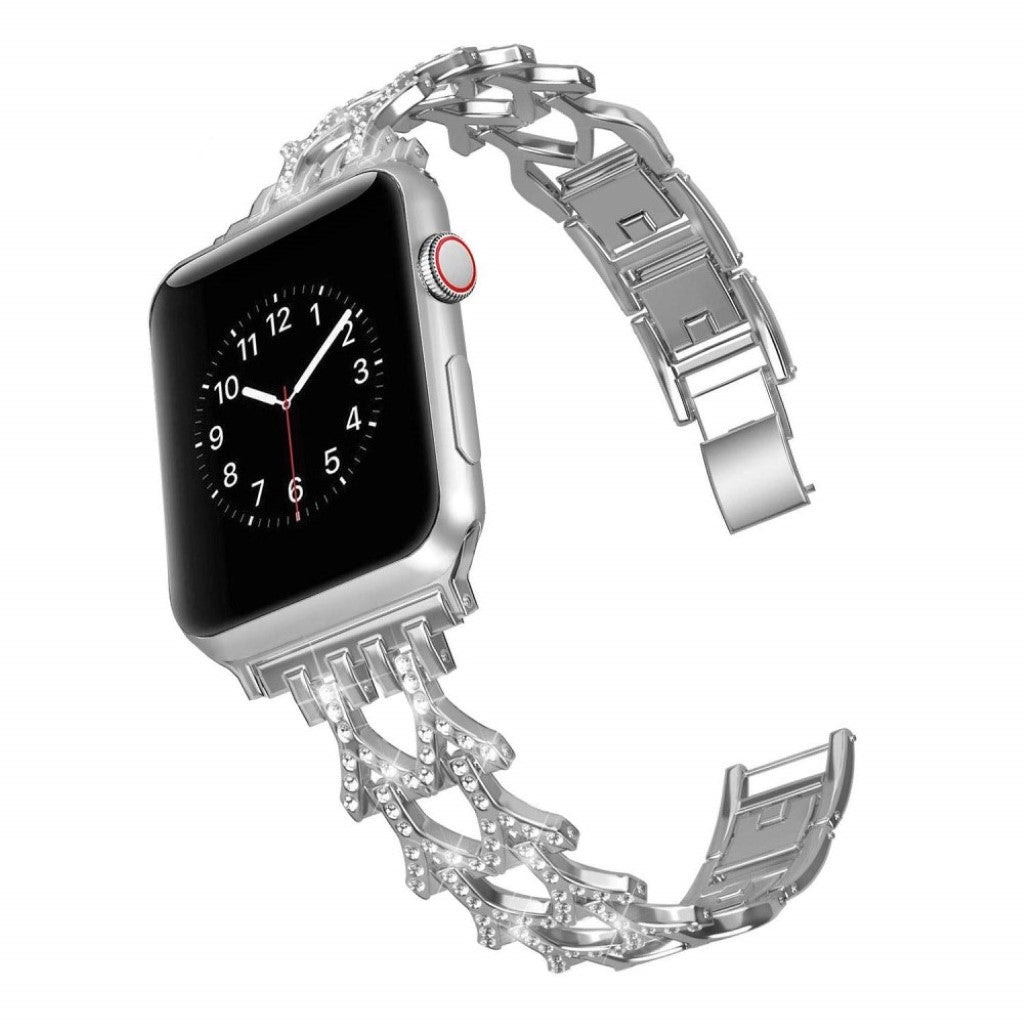 Godt Apple Watch Series 5 40mm Metal og Rhinsten Rem - Sølv#serie_3