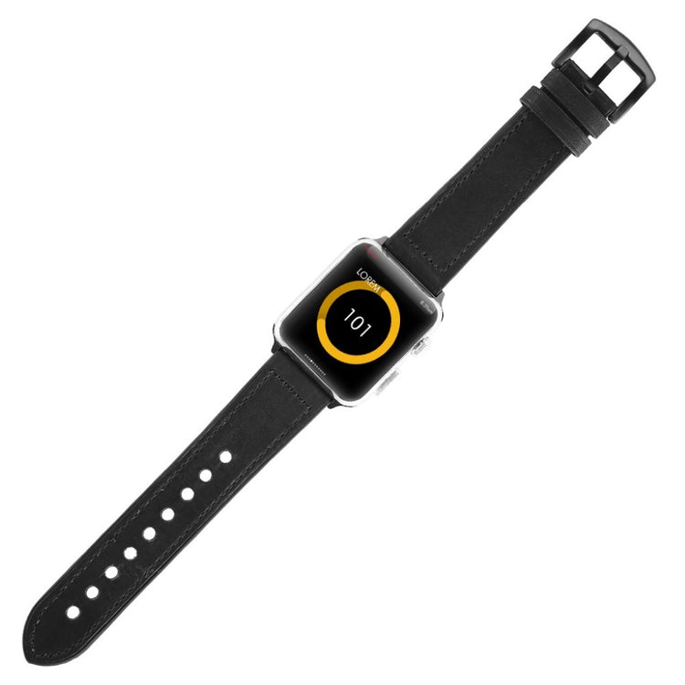 Cool Apple Watch Series 5 40mm Ægte læder og Silikone Rem - Sort#serie_2