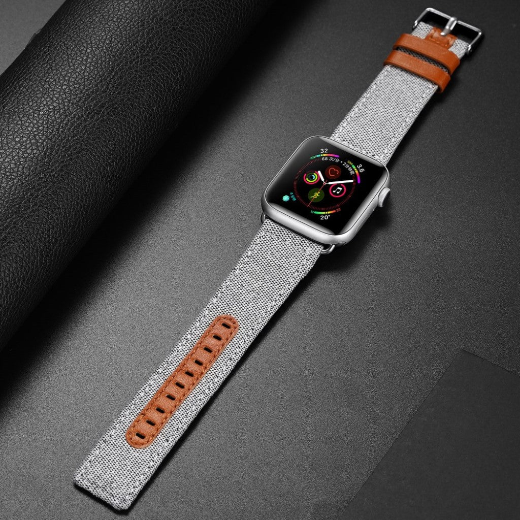 Holdbart Apple Watch Series 5 40mm Nylon Rem - Sølv#serie_2