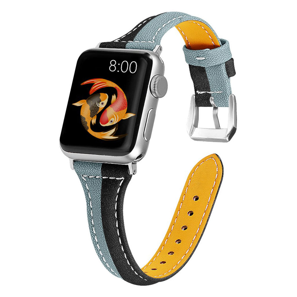 Holdbart Apple Watch Series 5 40mm Ægte læder Rem - Sort#serie_1