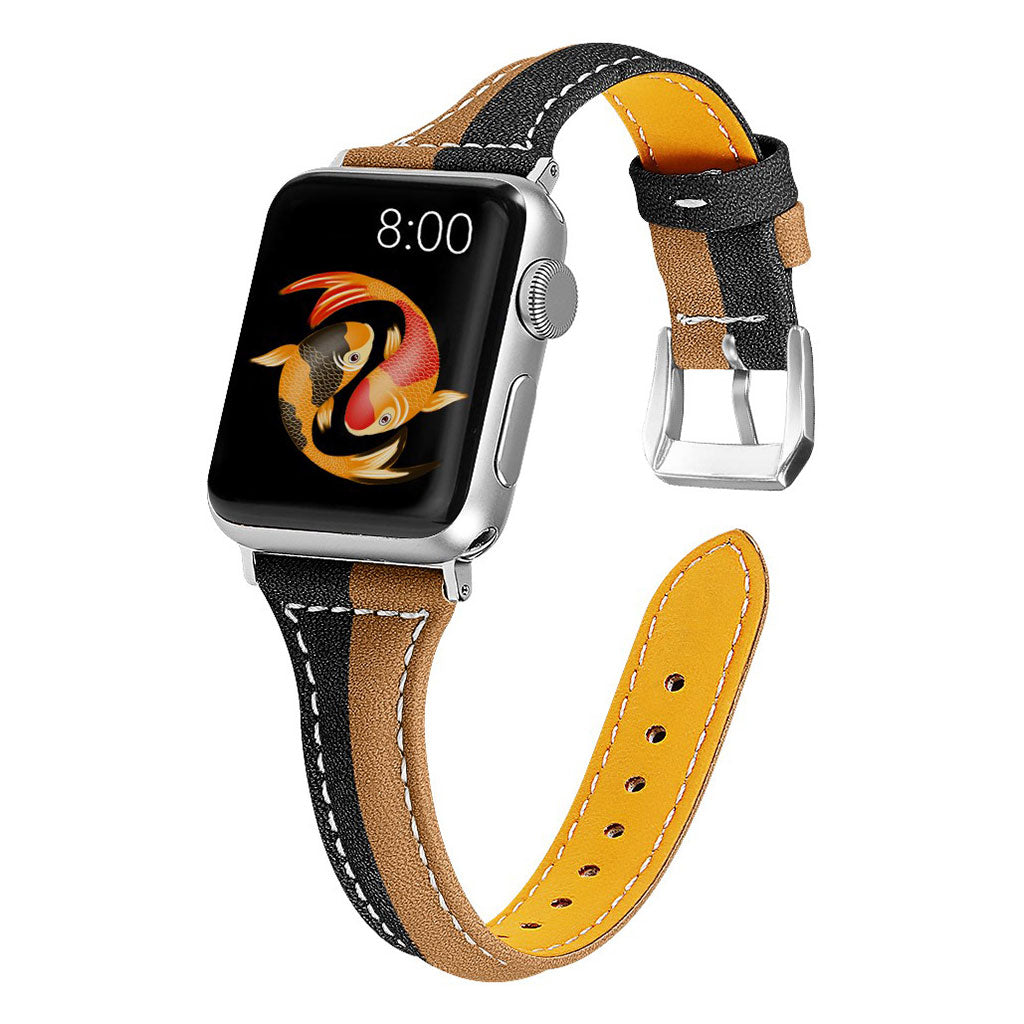 Holdbart Apple Watch Series 5 40mm Ægte læder Rem - Sort#serie_2