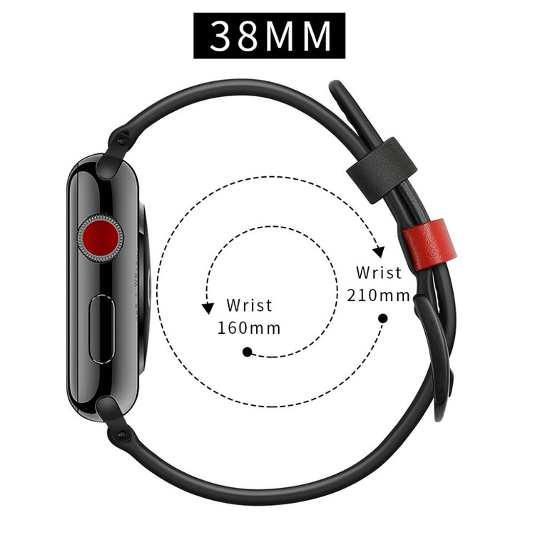 Mega godt Apple Watch Series 5 40mm Ægte læder Rem - Sort#serie_1